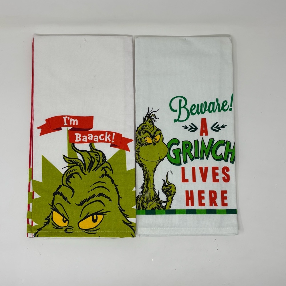 Department 56 Dr. Seuss The Grinch Christmas Hand Towels Dish Towels NWT